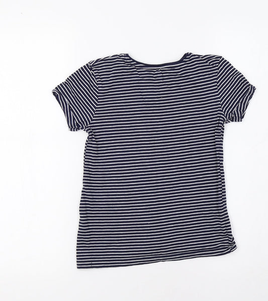 YD Girls Blue Striped Basic Polo Size 8-9 Years