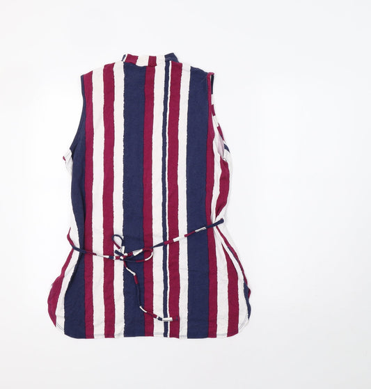 Papaya Womens Blue Striped Basic Tank Size 14