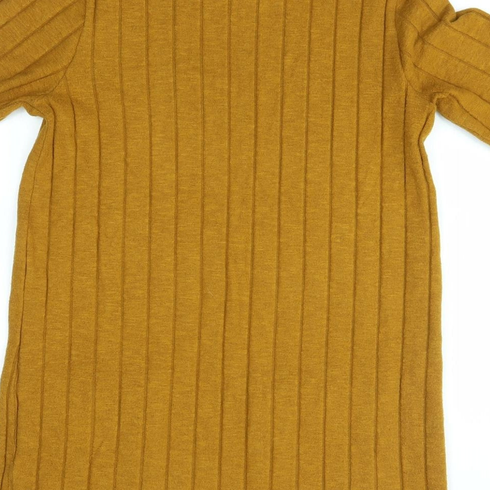 Brand and care label for F&F women’s gold tunic jumper, size UK 8