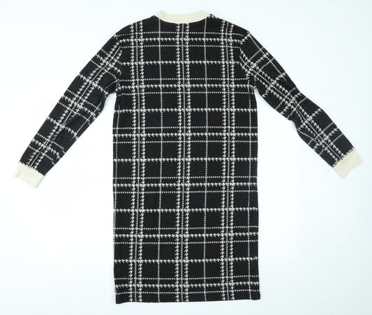 NEXT Womens Black Plaid Jumper Dress Size 10