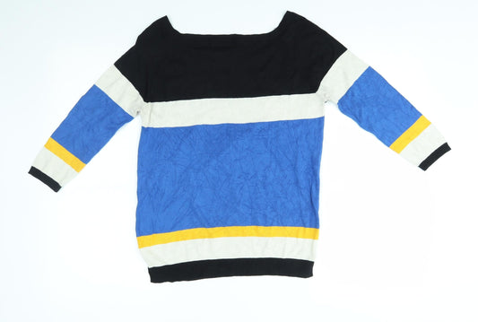 F&F Womens Blue Striped Pullover Jumper Size 10