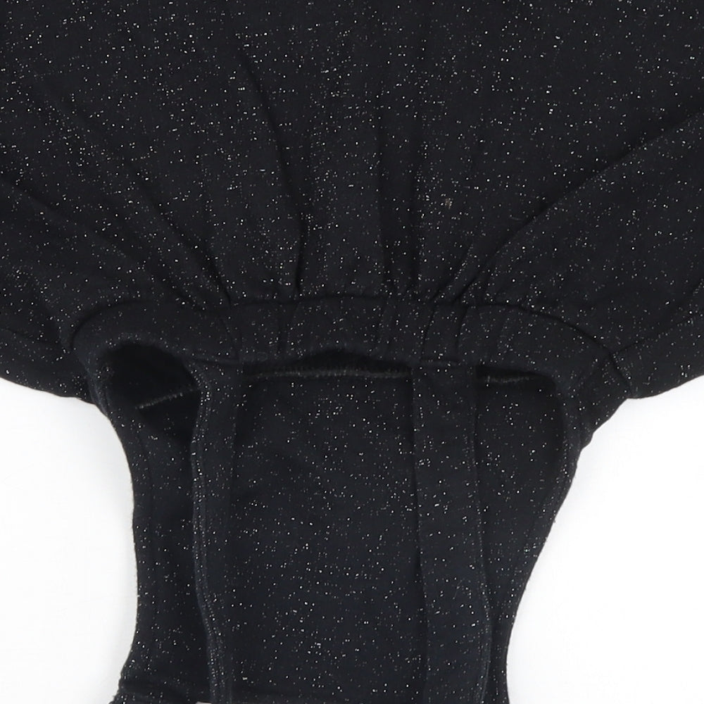 Brand and care label for Preworn girls’ black a-line - bunny