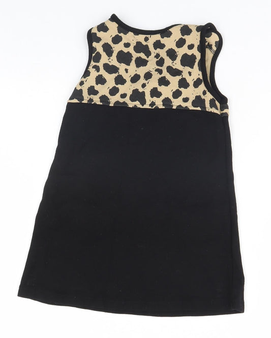 Preworn Girls Black Animal Print A-Line