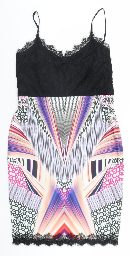 Additional front view of girls’ on film womens multicoloured geometric a-line, size 14