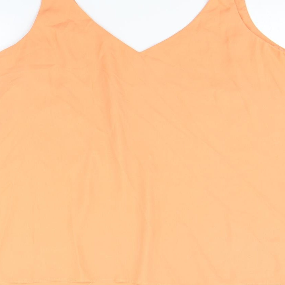 Brand and care label for F&F women’s orange camisole tank, size UK 22