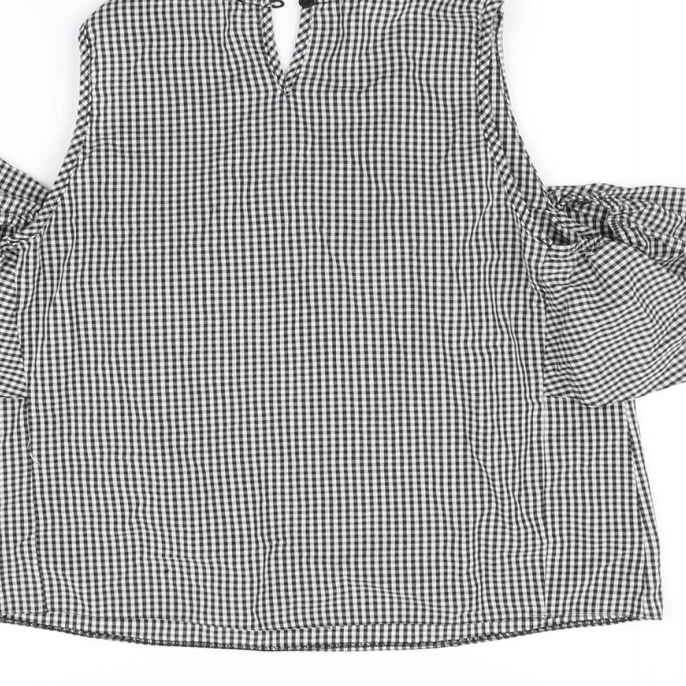 Primark Womens Black Check Basic Blouse Size 6