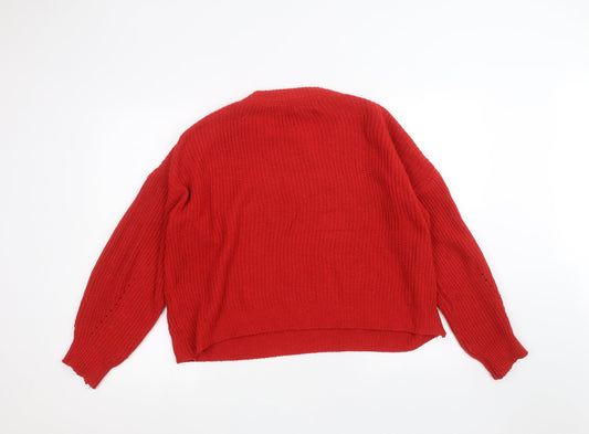 yehwang Womens Red Pullover Jumper Size M