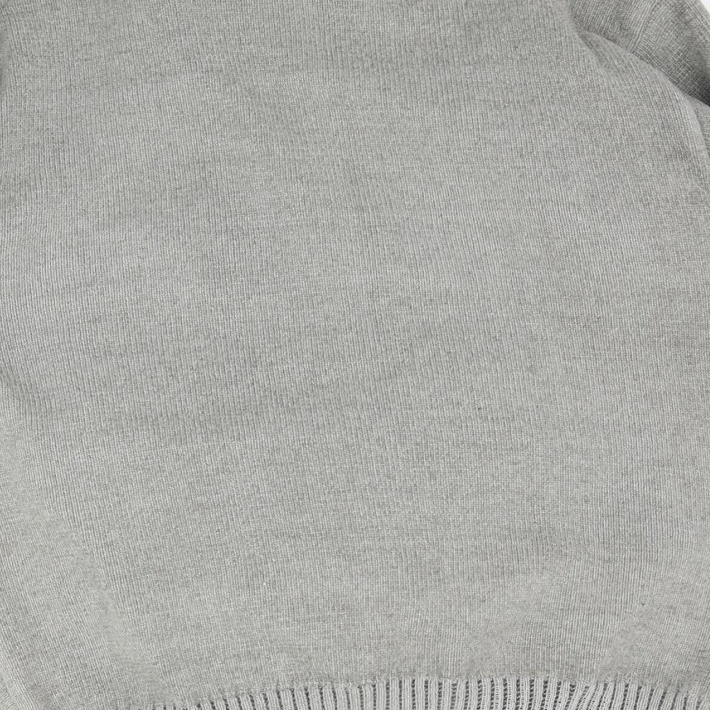 Brand and care label for Charles Norton women’s grey knit cardigan jumper, size L