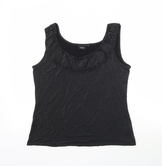 Additional front view of Fransa women’s black basic tank, size L