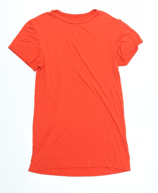 Additional front view of women’s orange t-shirt dress, size UK 4