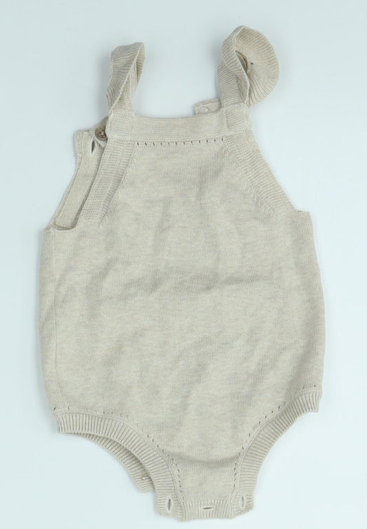 TU Baby Beige Dungaree One-Piece Size 0-3 Months