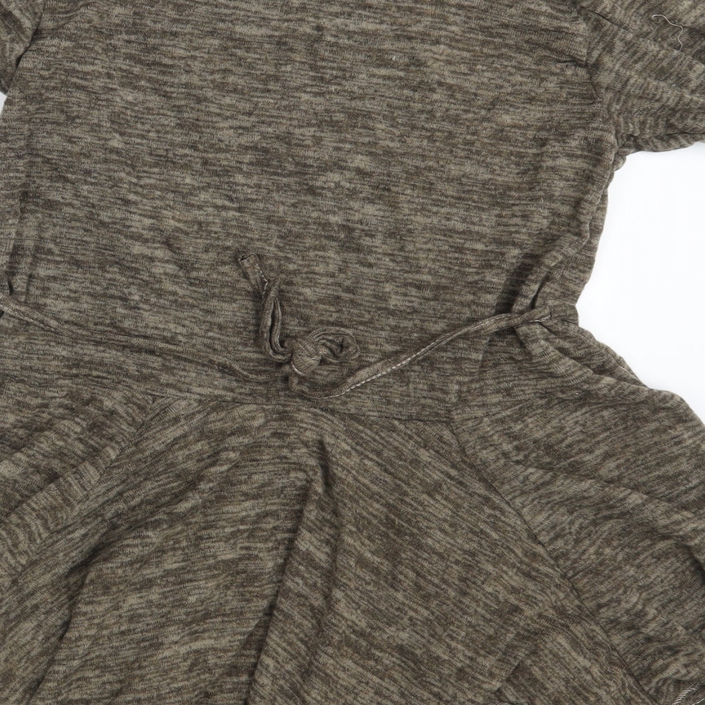 Brand and care label for Made in Italy women’s brown t-shirt dress one size