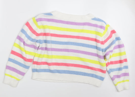 Primark Womens Multicoloured Striped Pullover Jumper Size 10 - Cropped