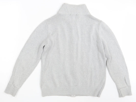BM Mens Grey Knit Full Zip Jumper Size M