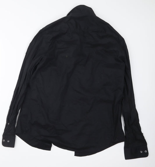 H&M Mens Black Button-Up Size L