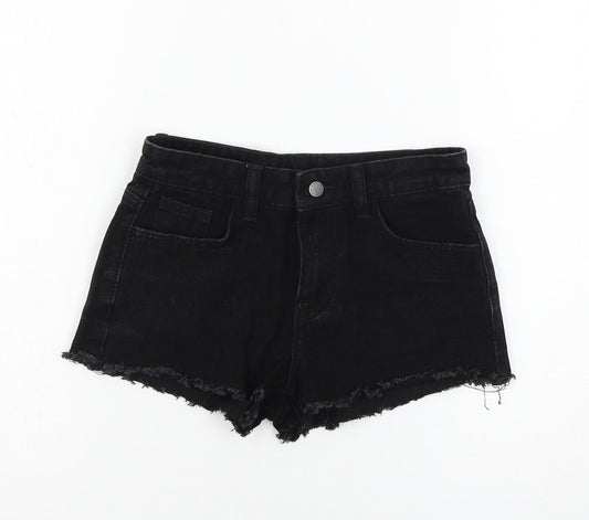 Additional front view of SHEIN girls’ black denim hot pants shorts, size 9, years