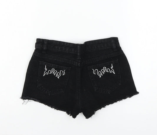 SheIn Girls Black Denim Hot Pants Shorts Size 9 Years