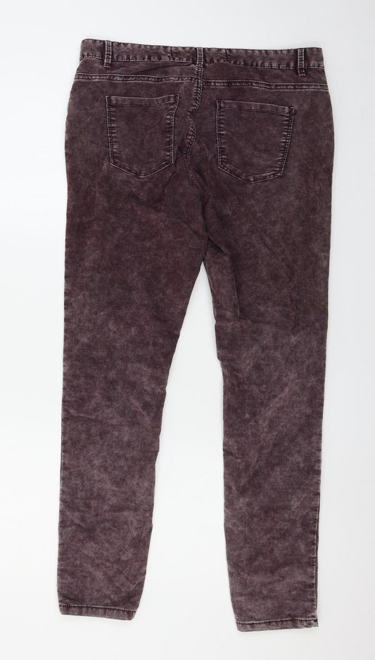 Denim & Co. Womens Purple Denim Trousers Size 14 L29 in