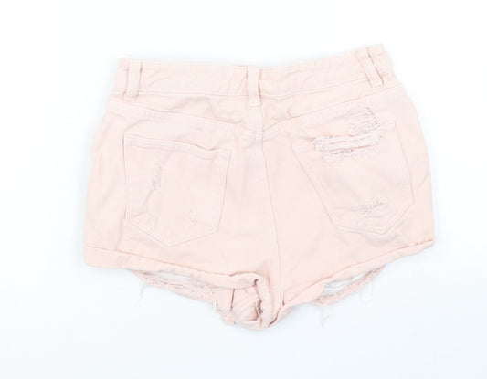Denim Co Womens Pink Denim Hot Pants Shorts Size 8 - Distressed