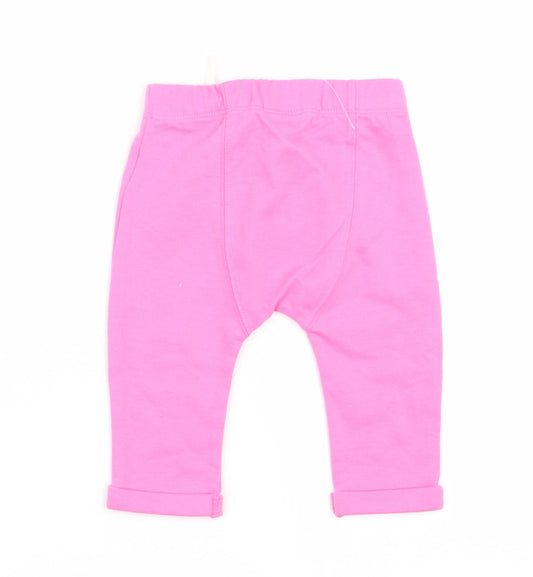 F&F Girls Pink Capri Trousers Size 3-6 Months - leggings