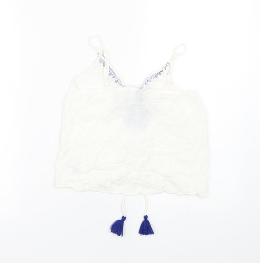 Womens UK Size 4 H&M White Wrap Tank