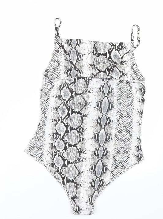 New Look Womens White Animal Print  Catsuit One-Piece Size 12