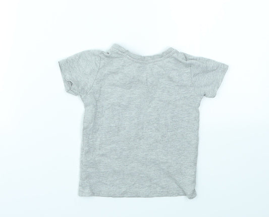 Primark Boys Grey Geometric Basic T-Shirt Size 12-18 Months