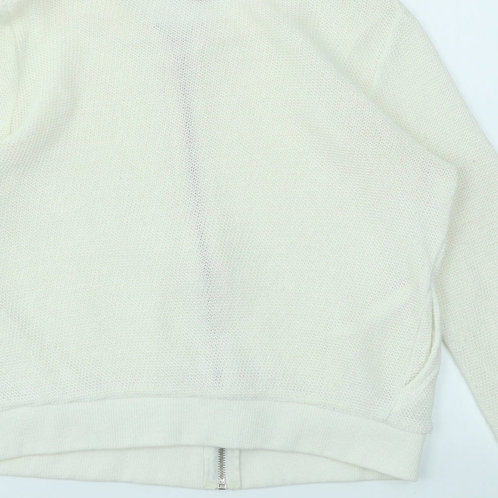 Womens UK Size 8 River Island Ivory Full Zip Jumper