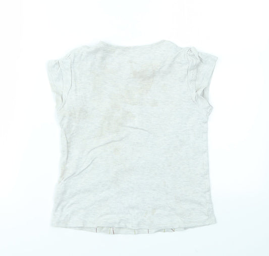 George Girls Grey Floral Basic T-Shirt Size 8-9 Years