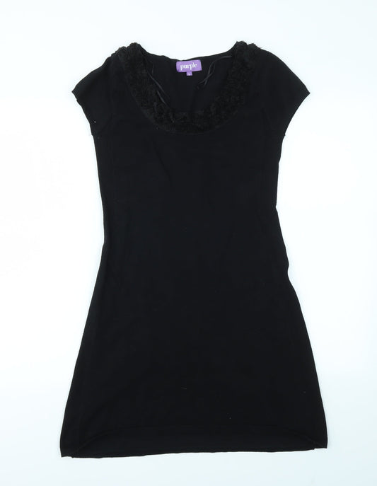 Additional front view of Purple women’s black fit & flare, size L