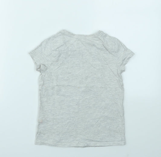 George Girls Grey Basic T-Shirt Size 6-7 Years