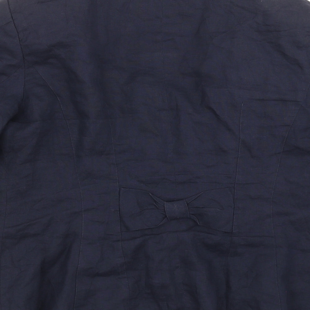 Brand and care label for Marks & Spencer women’s blue jacket suit jacket, size UK 12