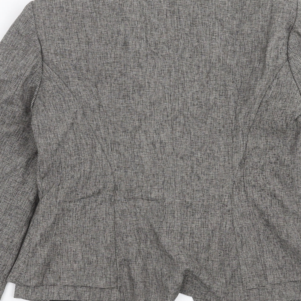 Brand and care label for Next women’s grey jacket blazer, size UK 12