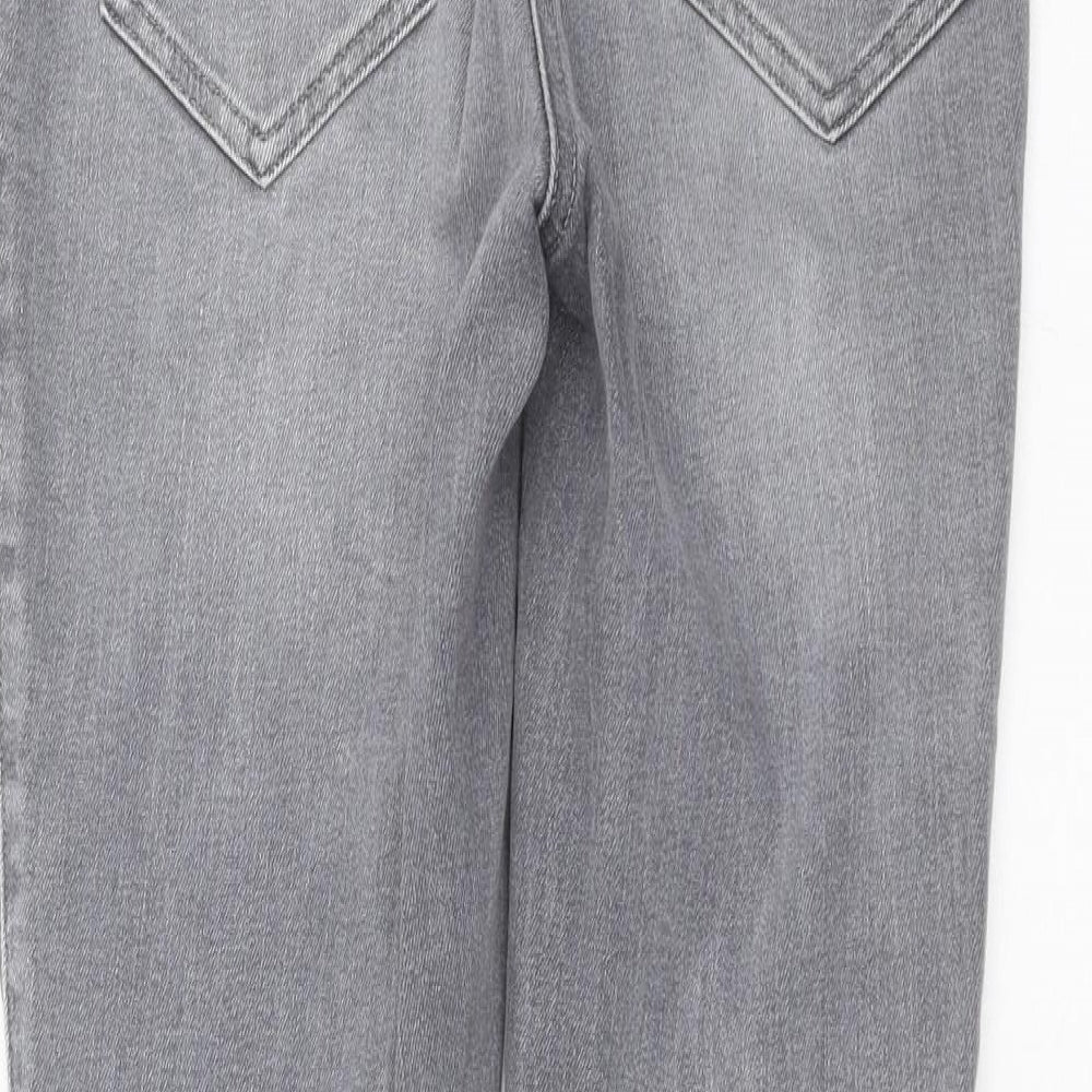 Brand and care label for Next women’s grey denim skinny jeans, size UK 10, 28-inch leg