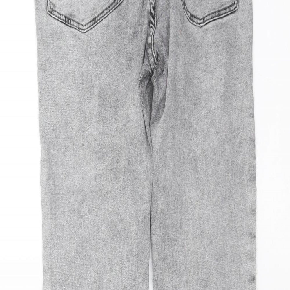 Brand and care label for House Of Denim women’s grey denim skinny jeans, size UK 8, 28-inch leg