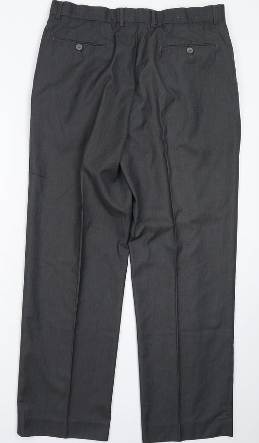 Brentwood Mens Grey Dress Pants Trousers Size 36 L31 in