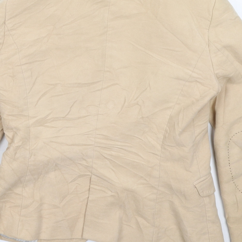 Brand and care label for Zara women’s beige jacket blazer, size XS
