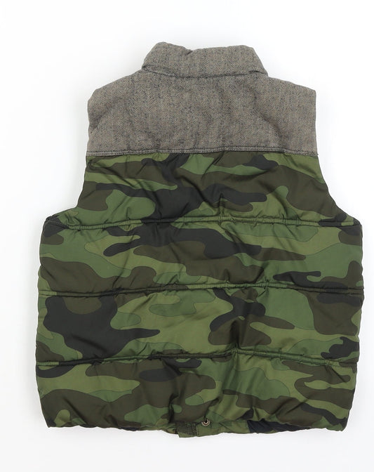 Gap Boys Green Camouflage Gilet Coat Size 5 Years