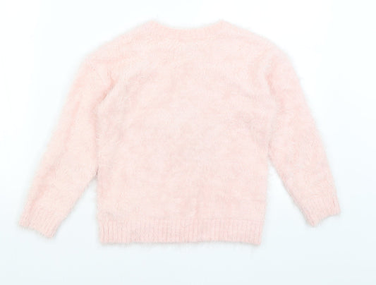 Matalan Girls Pink Pullover Jumper Size 7 Years - Stars