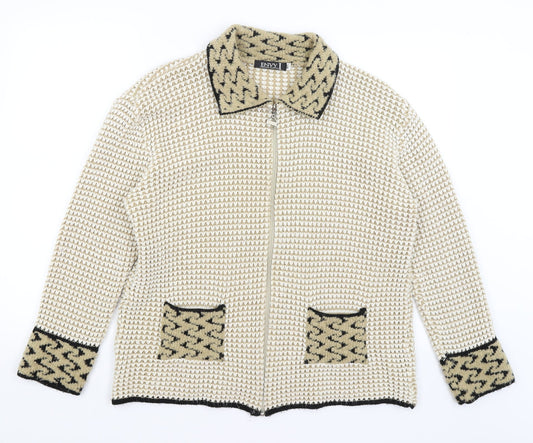 Womens UK Size M Envy Beige Full Zip Jumper
