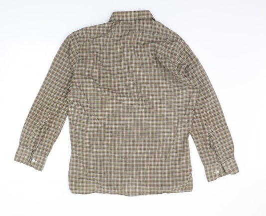 Asdale Mens Beige Check Button-Up Size 16