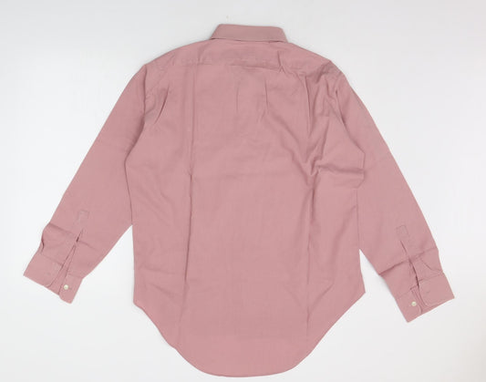 Mens UK Size 16 Paladine Pink Button-Up Long Sleeve Casual Shirt