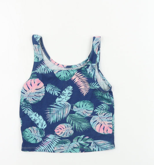 George Girls Blue Floral Basic T-Shirt Size 8-9 Years