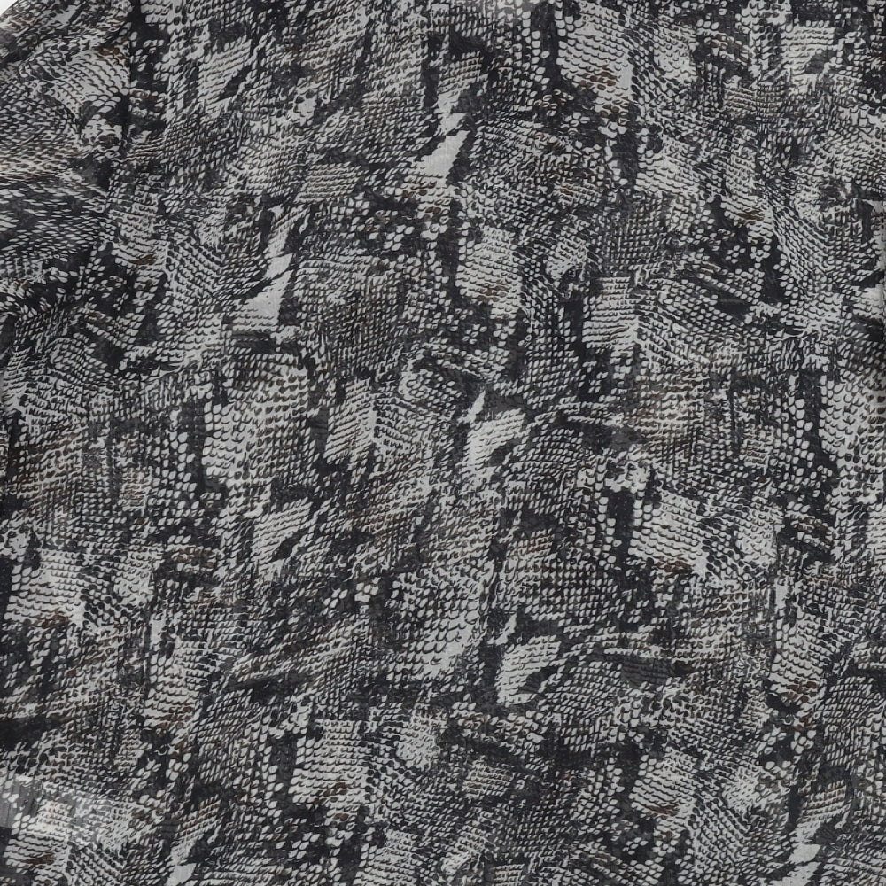 Cotton Traders Womens Grey Animal Print Basic Button-Up Size 12