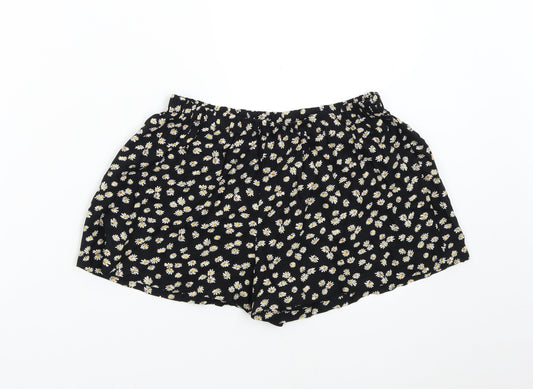 Additional front view of Next girls’ black floral hot pants shorts, size 10, years