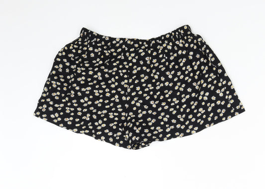 NEXT Girls Black Floral Hot Pants Shorts Size 10 Years