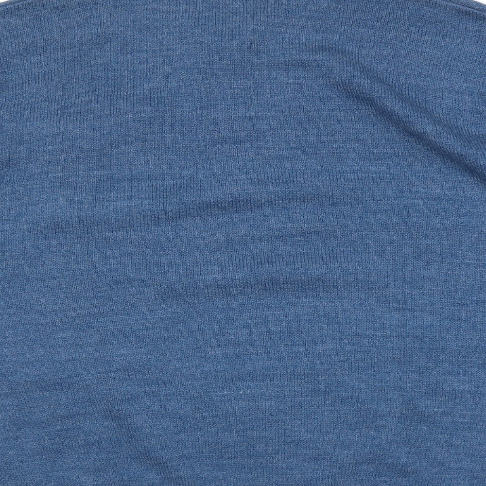 Brand and care label for South Bay men’s blue jumper, size L