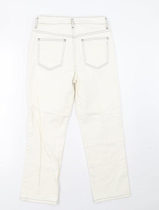 Topshop Womens White Denim Straight Jeans Size 26 L30 in