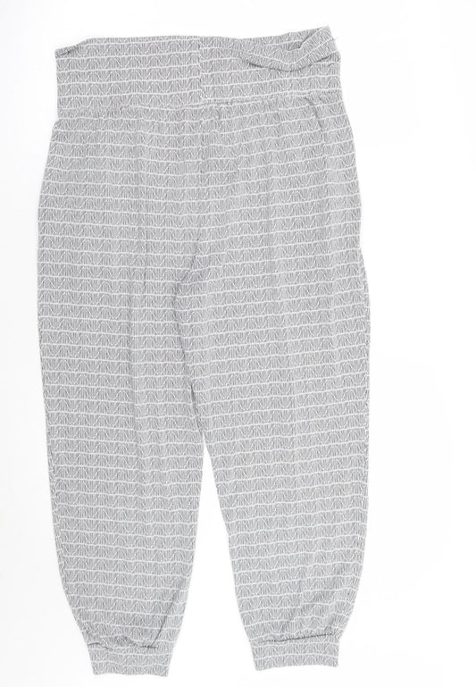 ESMARA Womens White Geometric Trousers Size 14 L25 in