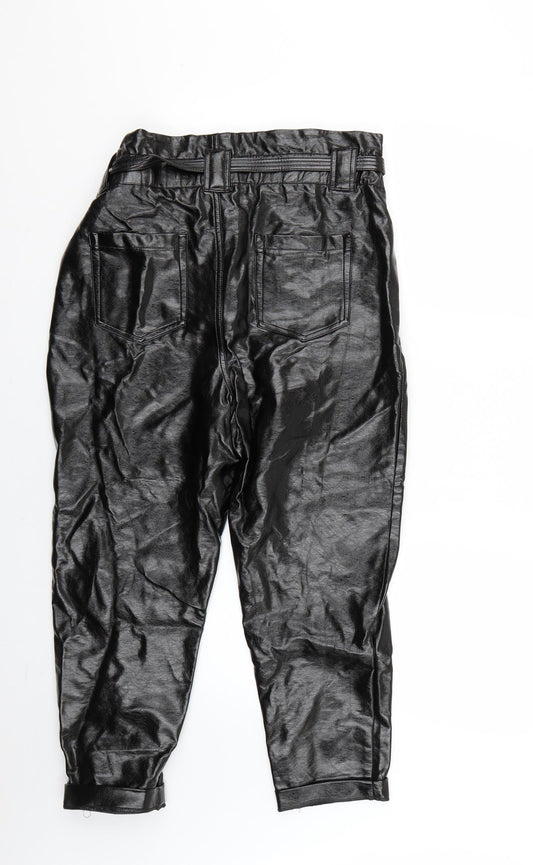 Womens UK Size 8 River Island Regular Fit Black Trousers